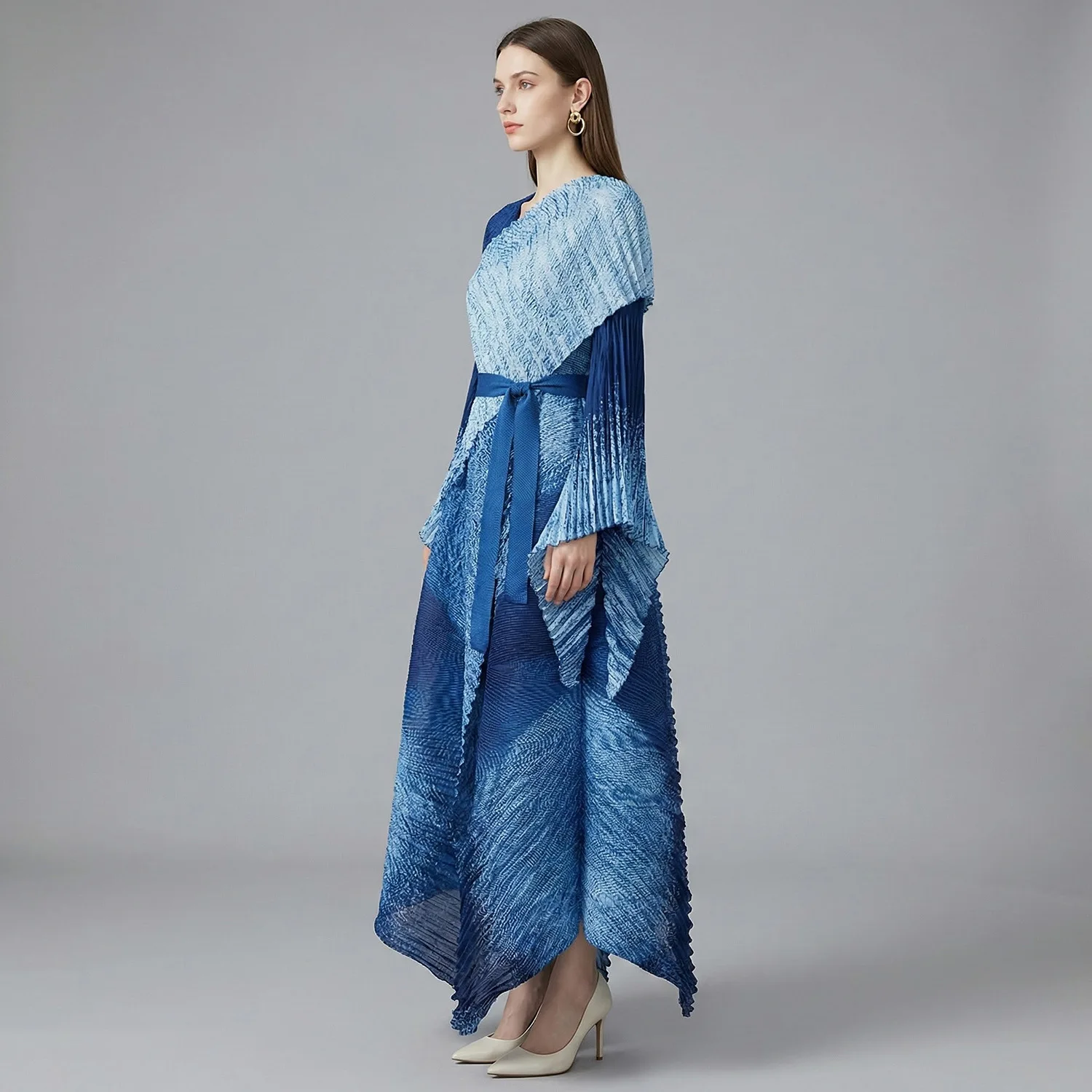 ANLAN Ladies' Christmas Clothing Plus Size Pleated Evening Dress Sets High-end Printed Loose Two-piece Set 2026 Spring New 2A908