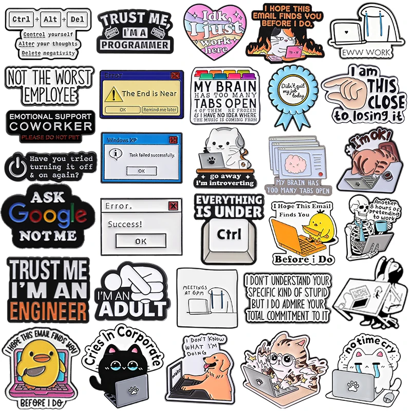 Emotional Support Coworker Please Do Not Pet Enamel Pin Humor Office Work Quotes Another 8 Hour Of Pretending To Work Brooch Pin