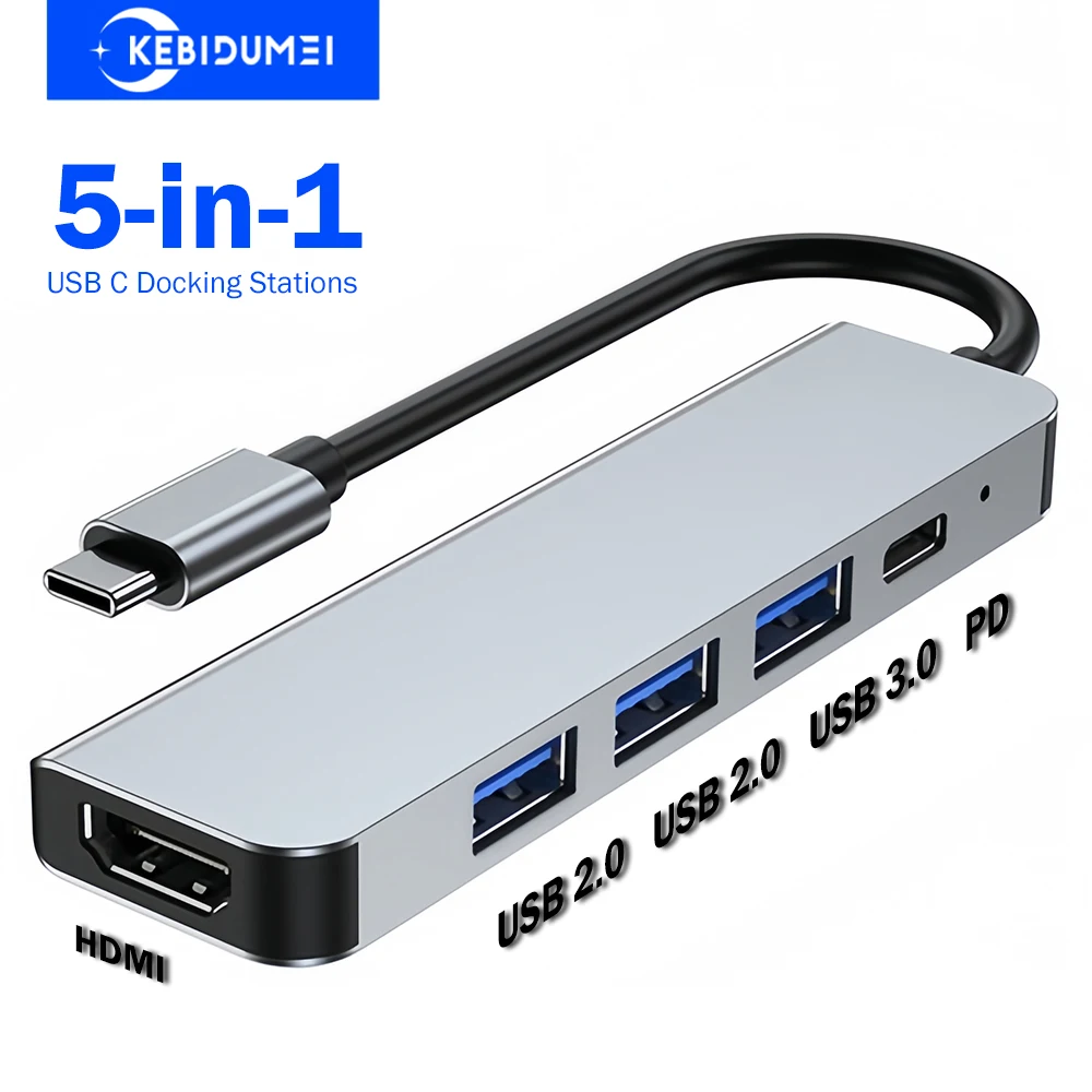 

5 портов USB C Док-станции типа C к 4K HDMI-адаптеру USB 3.0 5 Гбит/с HUB USB-разветвитель OTG-адаптер для ПК, ноутбука Macbook Pro