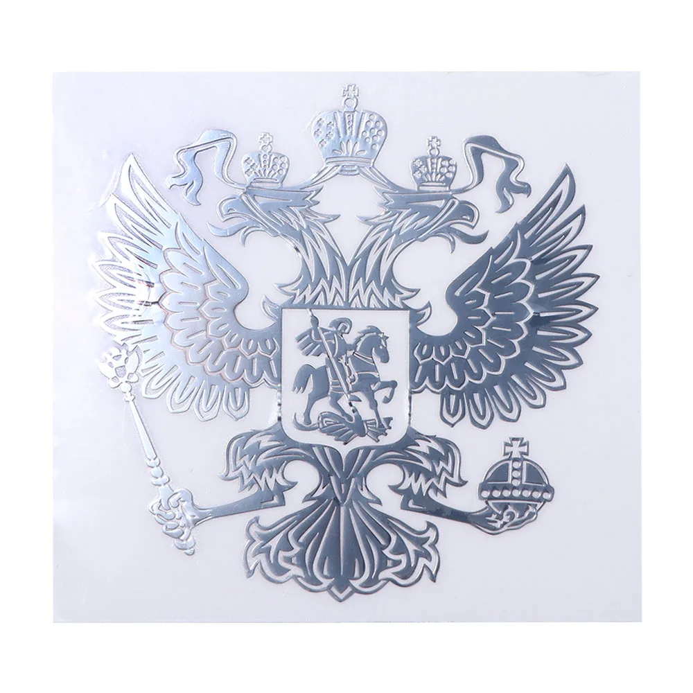 

Sliver Notebook Sticke Metal Stickers Russian Eagle Coat of Arms Car Sticker Russia Car Sticker 3D Car Sticker Phone Sticker