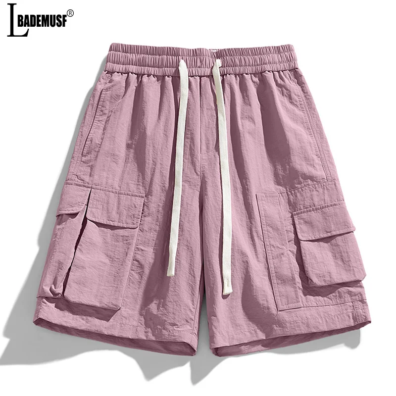 Men Summer New Solid Color Outdoors Motion Cargo Shorts Leisure Comfort Breathable Simplicity Fashion  Large Pocket Shorts Men