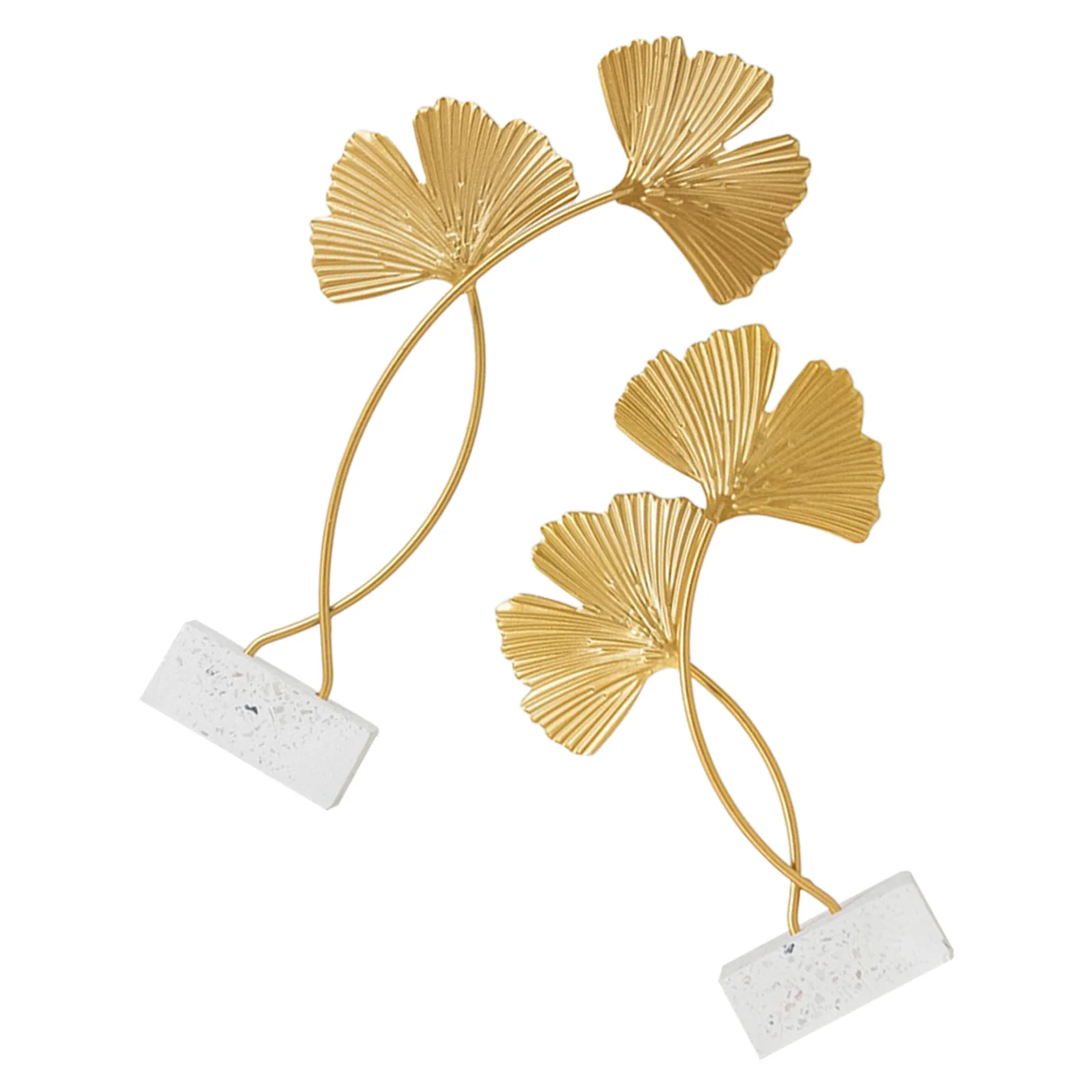 

2Pcs Silver Ginkgo Leaf Decorative Ornaments Premium Iron Cement Craft for Home Office Desktop Decoration Nordic Style Golden