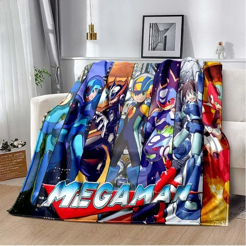 2026 Cartoon Rockman Megaman Game Soft Plush Blanket,Flannel Blanket Throw Blanket For Living Room Bedroom Bed Sofa Picnic Cover