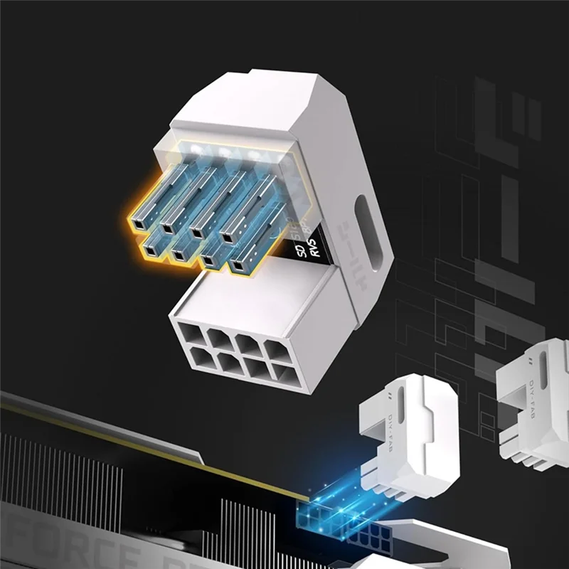 L52A-Power Adattatore a gomito ad angolo retto Adattatore di alimentazione GPU Pcle 3.0 a 8 pin Connettore da 180 gradi per grafica desktop A