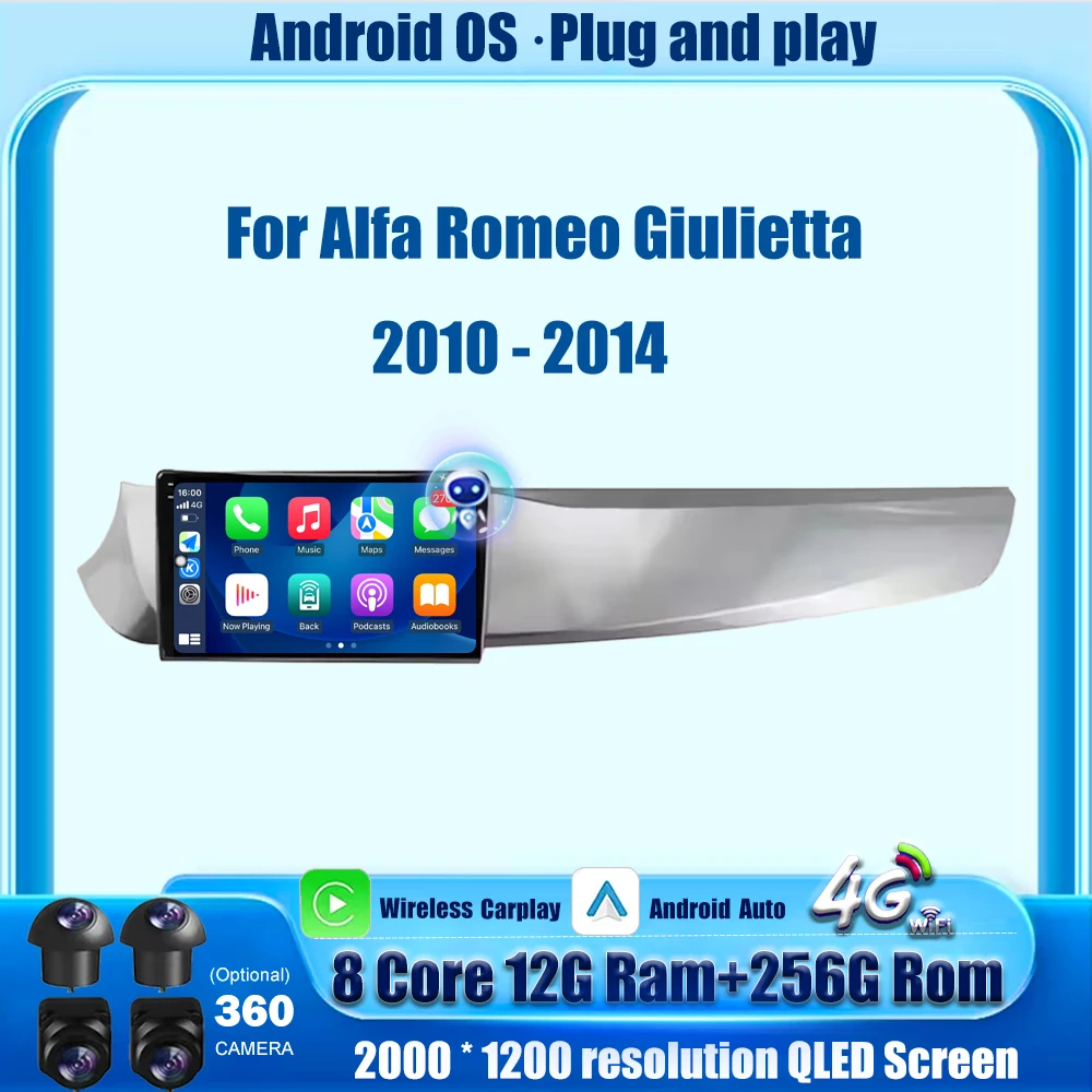 Car Radio Multimedia Player GPS Navigation Stereo For Alfa Romeo Giulietta 2010 - 2014 Android Auto Carplay Bluetooth WIFI 9''