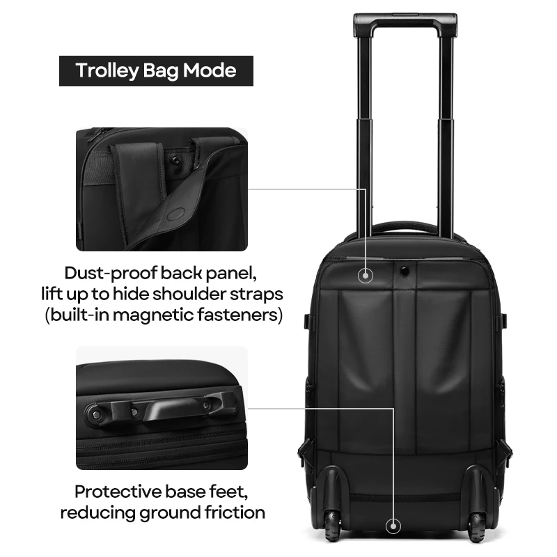 حقائب ظهر للأعمال مضغوطة بالفراغ لعربة السفر، حقيبة ظهر ذات سعة كبيرة على عجلات، حقائب أمتعة قابلة للطي #4