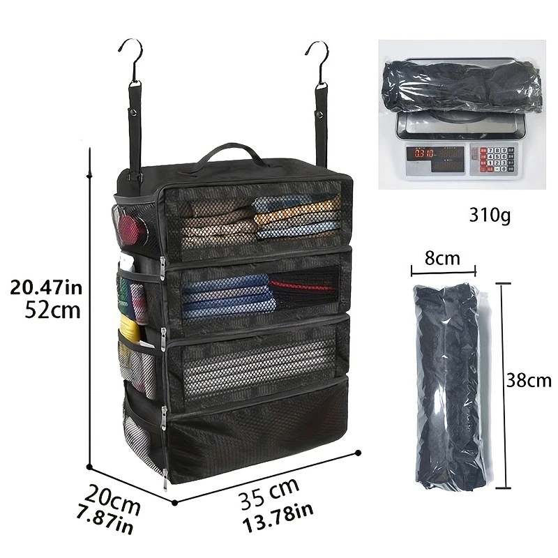 Bolsa de almacenamiento de gran capacidad, organizador de equipaje colgante para viajes, bolsas de almacenamiento colgantes plegables para armarios, bolsa de almacenamiento de ropa y objetos varios para dormitorios de estudiantes, almacenamiento para armarios.