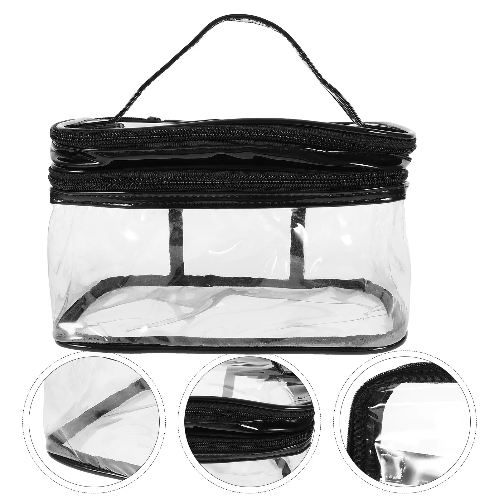 

Makeup Bag Large Capacity Double Layer Transparent Portable Cosmetics Organizer Case Handle Travel Toiletry Storage