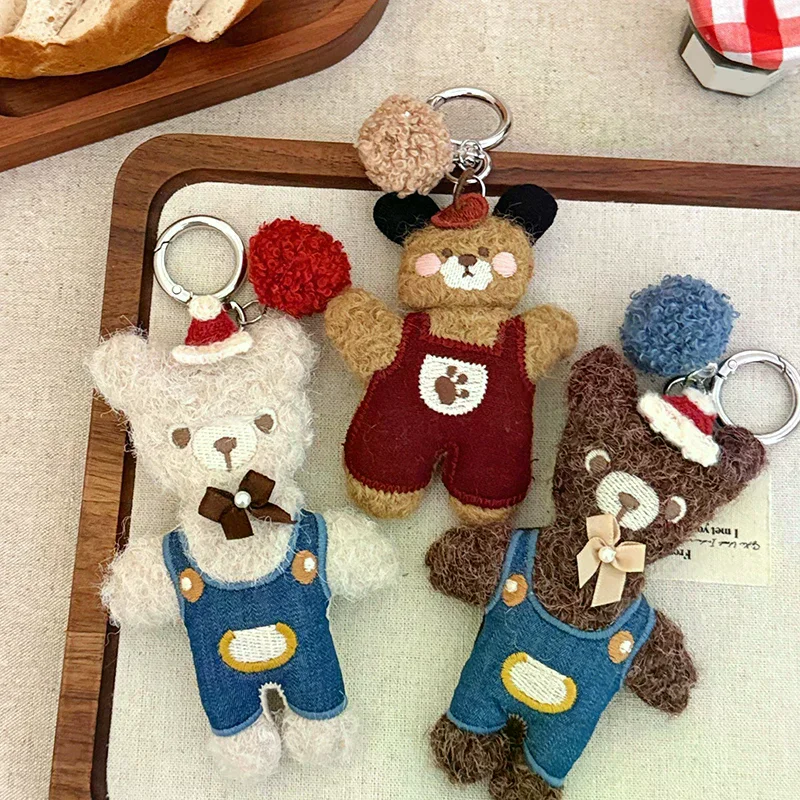 Urso dos desenhos animados brinquedo de pelúcia chaveiro dos desenhos animados filhote de cachorro macio pelúcia boneca pingente chaveiro do carro mochila saco decoração presente do miúdo