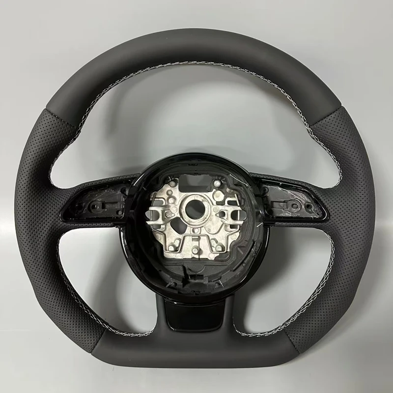 

For Audi A1 A3 A5 A6 A7 A8 A4 B9 Q3 Q5 Punched Leather Heated Steering Wheel With Paddles Button S/RS Logo Assembly Accessories