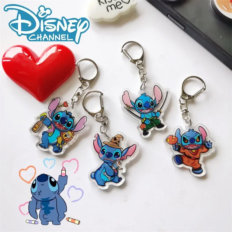 

Hot Disney Stitch Pendant Cute Cartoon Acrylic Keychain Star Baby Bag Creative Gift Couple Pendant Manufacturers Wholesale