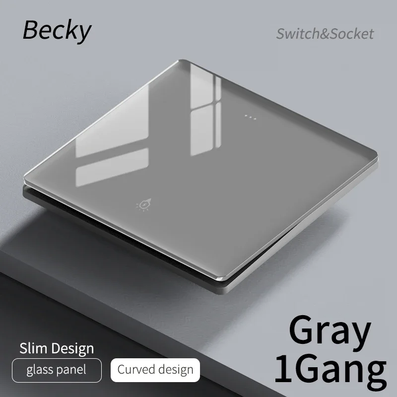 Ultra Thin Glass Wall Switch EU UK Standard 16a Socket Large Panel Wall Light Square Switch Socket 86mm Home Hotel Decoration image 3