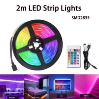 2M LED Strip Lights 60LEDs/m SMD2835 USB 5V RGB Tape With Remote Control Background Atmosphere Lighting Room Decor TV Backlight