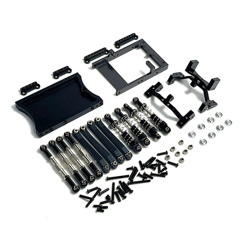 For MN D90 MN98 MN99S Metal Chassis Link Rod Servo Mount Shock Absorber Beam Set 1/12 RC Car Upgrade Parts ,Black