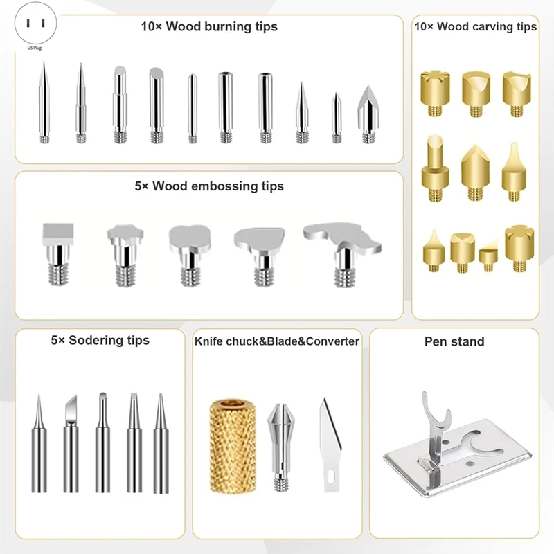 

A53Q-Wood Burning Kit With Letter, Wood Burning Alphabet 26 Letters Pyrography Embossing Tool For Adults Beginners US Plug