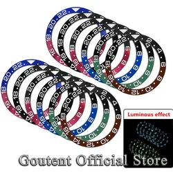 Goutent 38mm GMT Super Luminous Red Blue Black Green Ceramic/Aluminum Watch Luminous Bezel Insert Ring GMT Watch Bezels