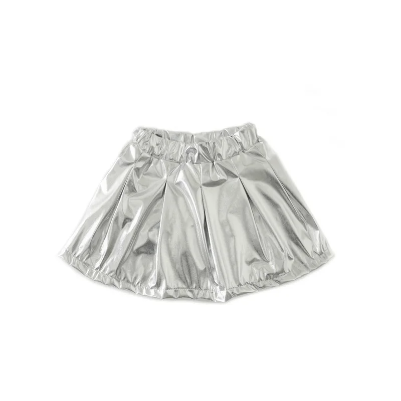 Mädchen Hip Hop Straßenkleidung Grün Crop Tops Silber Lederrock für Kinder Streetwear Kostüm Jazz Dance Kleidung