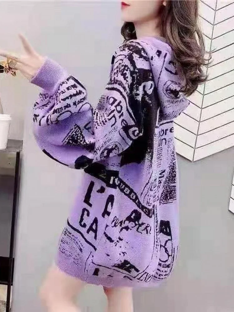 Women's Hooded Knitwear Coat Loose Fit Lazy Sle Autumn Winter New Arrival Warmth Emitting Long Sve Regular Length Top