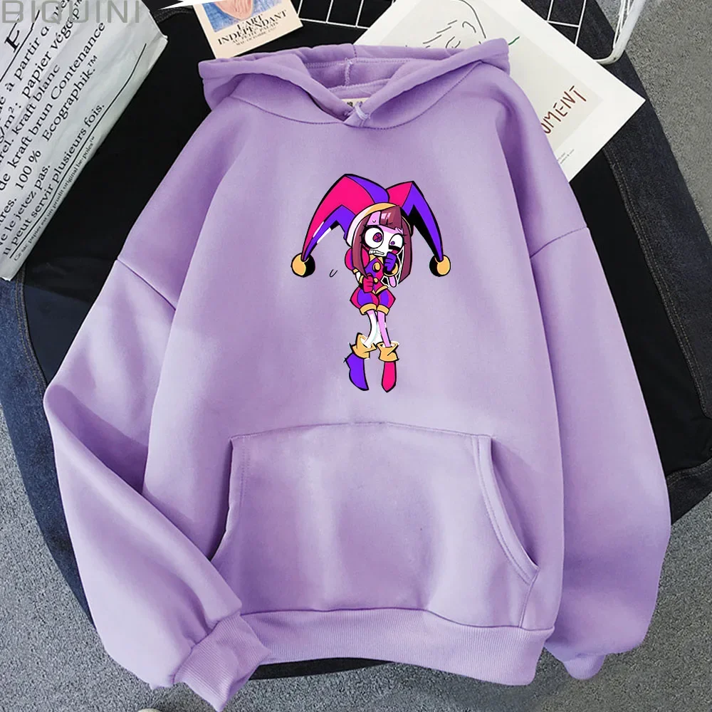 Kawaii Pomni Hoodies The Amazing Digital Circus Sweatshirt Cartoon Anime Clothes for Men Fleece Winter Coats Long Sleeve Popular