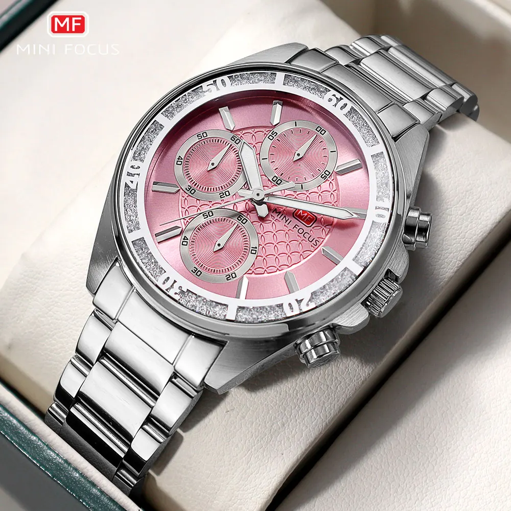 MINI FOCUS Luxury Minimalist Watch for Women - Fashion Business Quartz Watch Luminous Hands & Stainless Steel Band