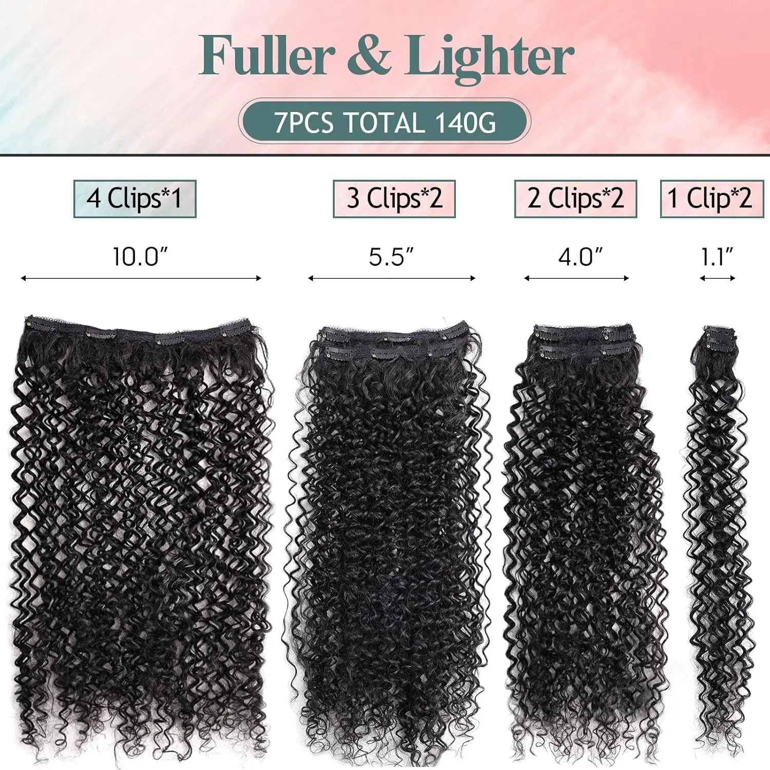 Women's Clip-In Curly Hair Extensions, Synthetic Wavy Fibers, Lightweight & Breathable, Fashion Icon Hairpiece for Daily Wear image 3