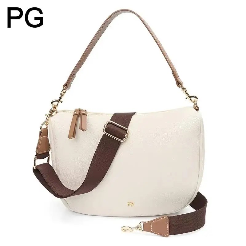 

Женская сумка через плечо PG из премиальной кожи с регулируемым съемным ремнем, повседневная универсальная сумочка