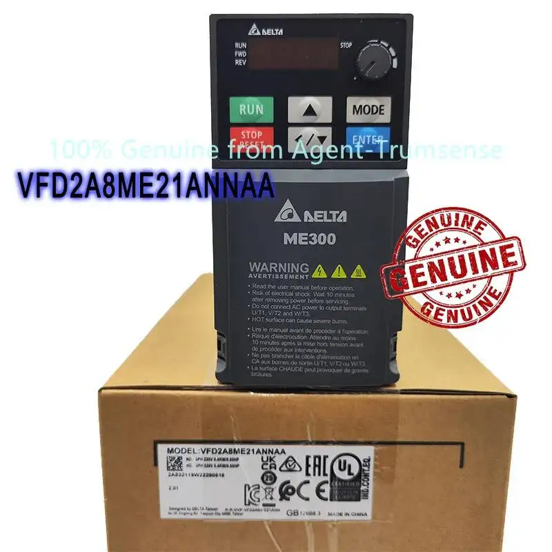 Genuine Delta 400W 220V ME300 Series Frequency Inverter VFD2A8ME21ANNAA Converter for Both Normal and Heacy Duty 0 to 599Hz