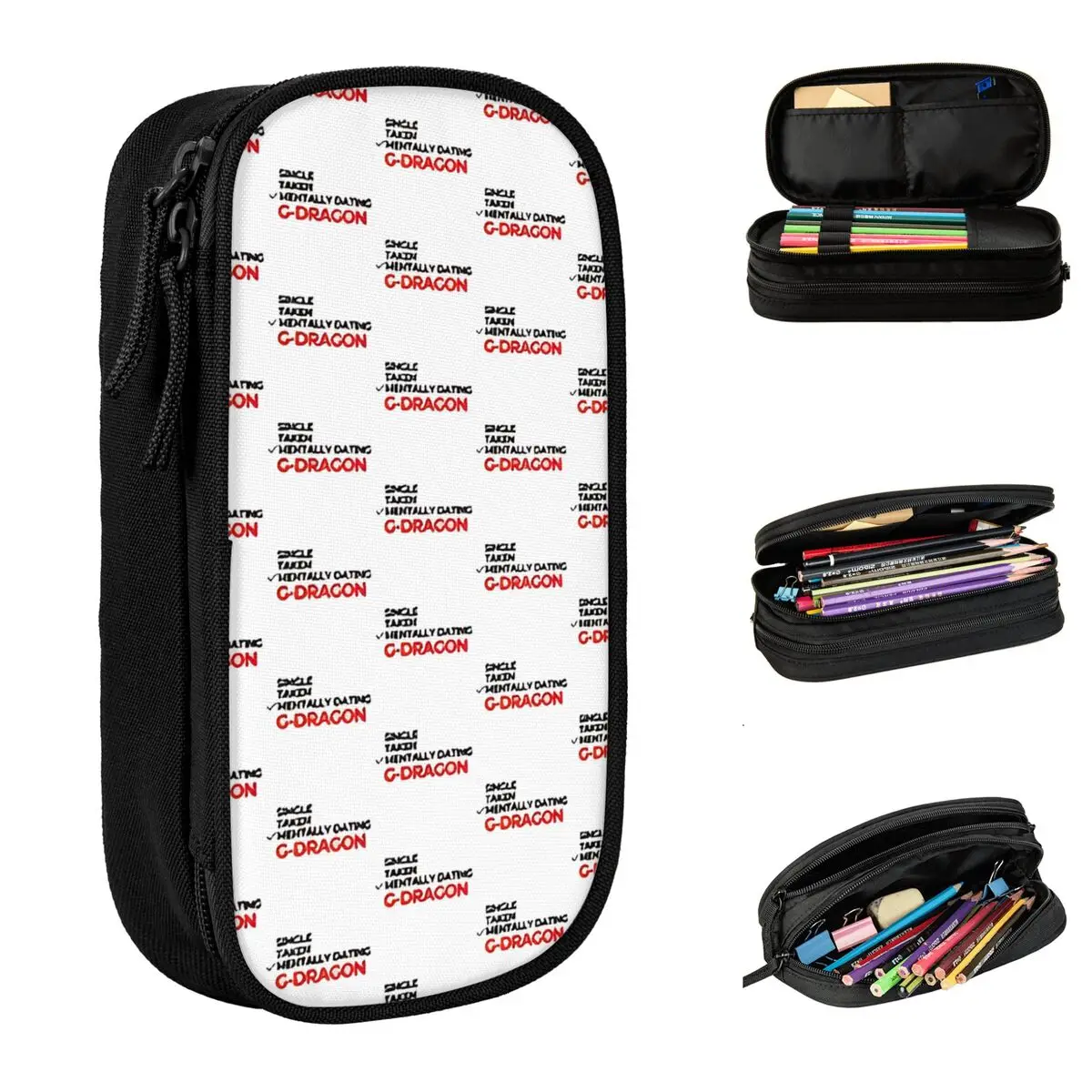 

Mentally Dating GDragon Pencil Case Large Pencil Bag Students Canvas Cute School Pencil Cases Custom Stationery Organizer