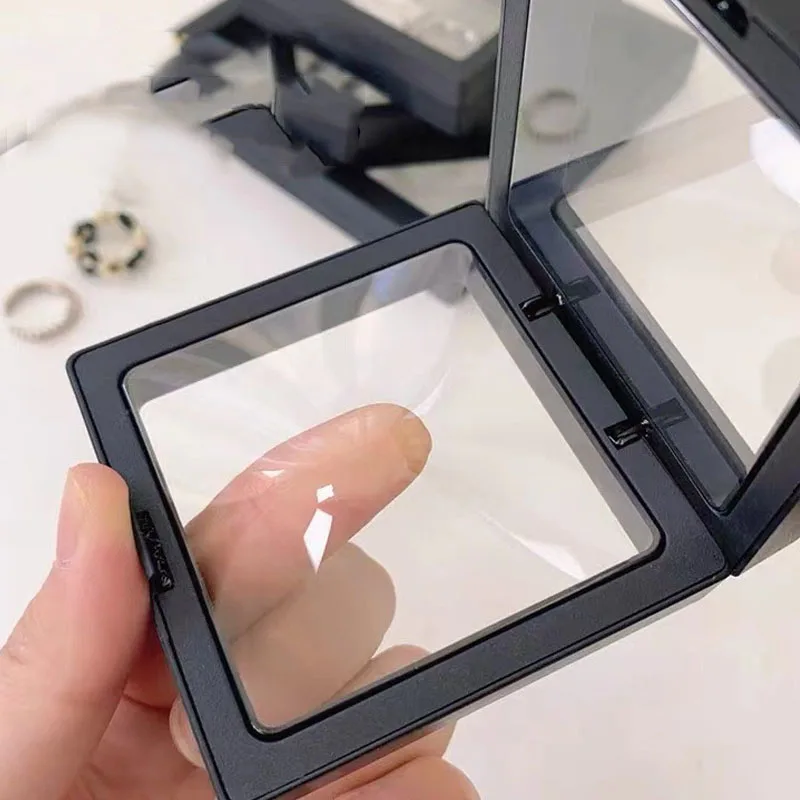 Portable Transparent PE Film Jewelry Storage Box 1/20Pcs 3D Floating Square Frame Bracelets Necklace Earring Display Box Case