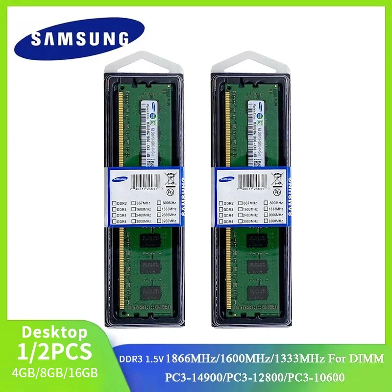 

1/2 шт. SAMSUNG DDR3 DIMM ОЗУ 8 ГБ 4 ГБ 2 Гб 1866 МГц 1600 МГц 1333 МГц ОЗУ для настольного компьютера память 240Pin DIMM 1,5 в PC3 Memoria