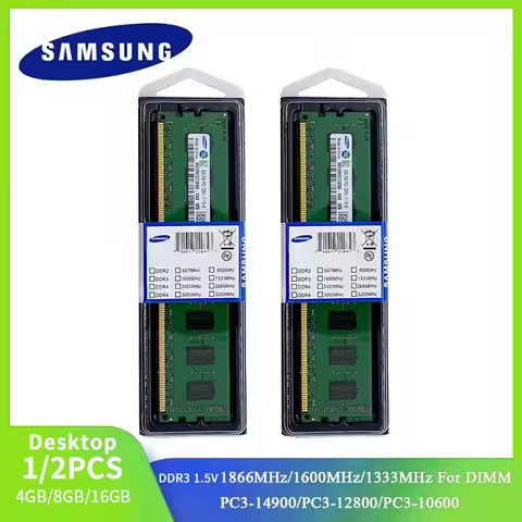 1/2PCS SAMSUNG DDR3 DIMM Ram 8GB 4GB 2GB 1866MHz 1600MHz 1333MHz Desktop RAM Memory 240Pin DIMM 1.5V PC3 Memoria