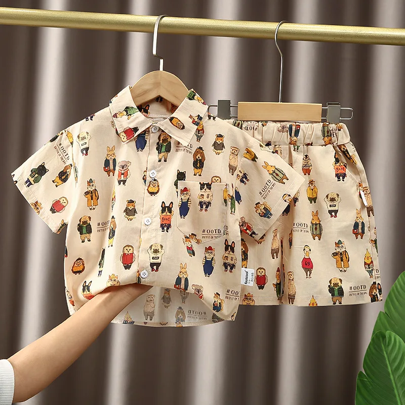 new Children Summer Fashion Baby Boy cute Clothes full print Shirt Shorts 2pcs/Set Toddler Girls Casual Costume Kids Tracksuits