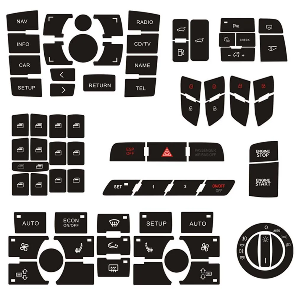 For Q7 03-15 Radio Clima Headlight Adjustment Button Repair Worn Knob Switch White Lettering And Characters