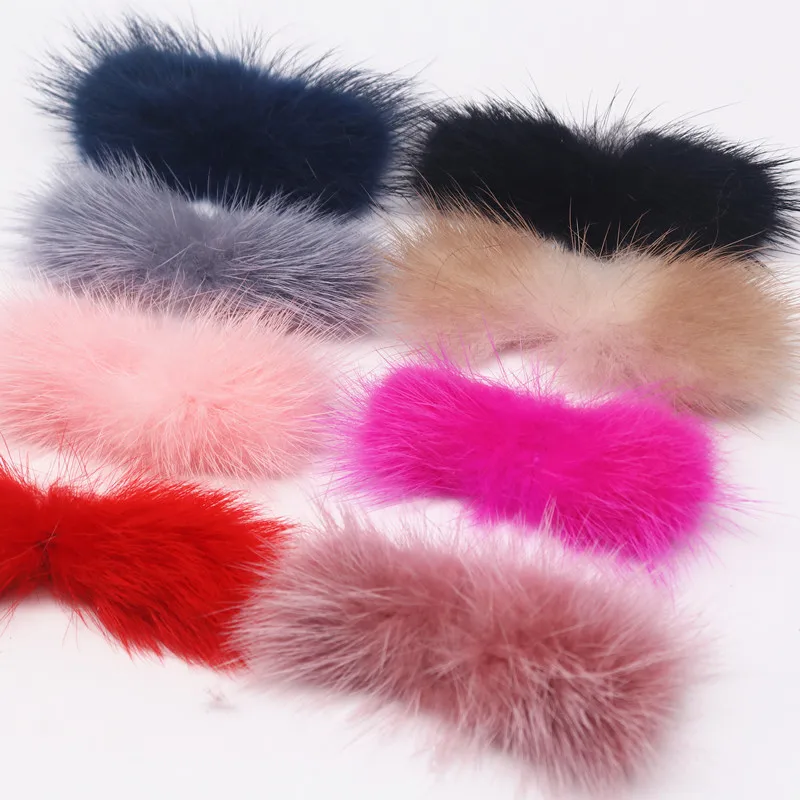 2-3cm*6-7cm Mink Pompoms Bowknot Pompon for Sewing on Knitted Key Chain Scarf Hats Fur DIY Craft Supplies Hair Accessories