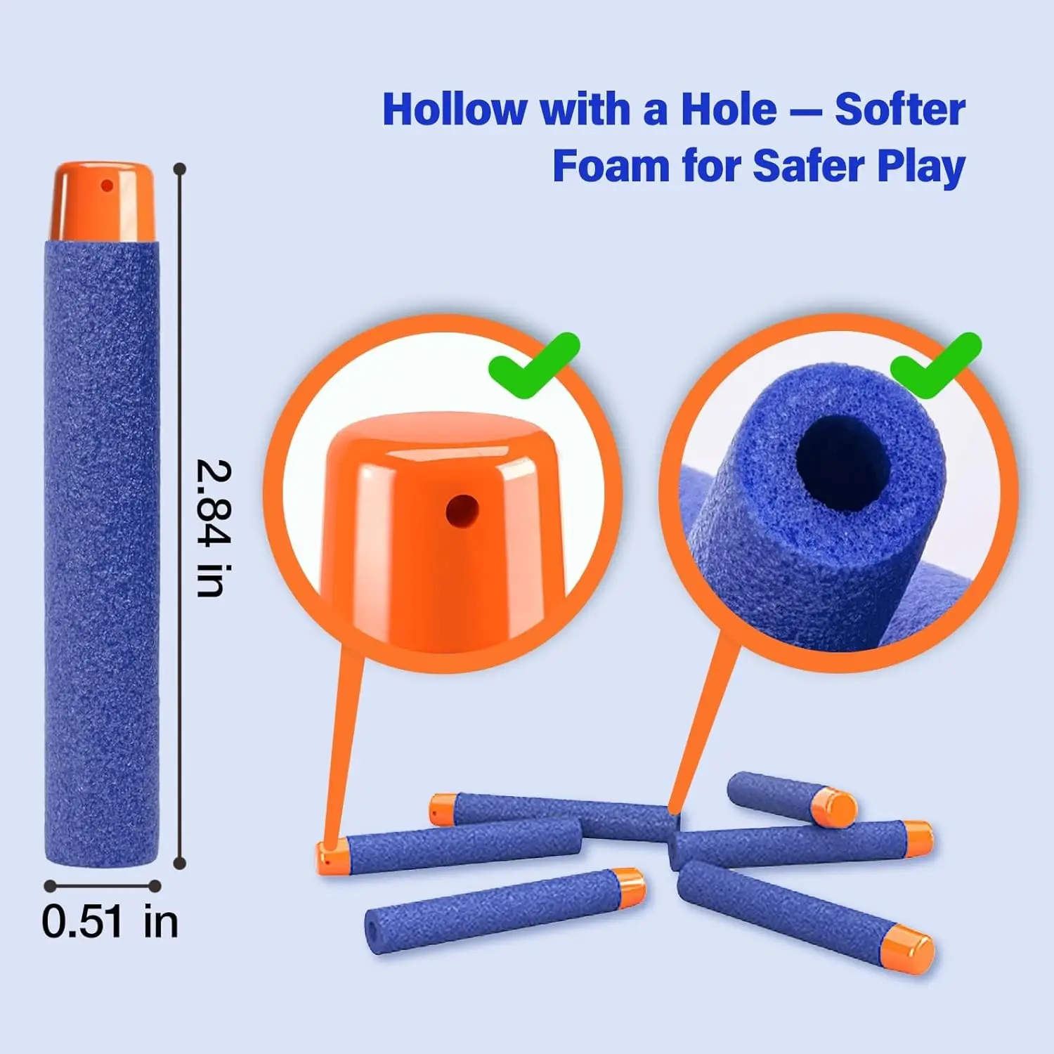 リフィルダーツ 100 個の弾丸弾薬パック ナーフ N-Strike Elite 2.0 シリーズ DinoSquad に対応 すべてのエリートブラスターと連携 ブルー