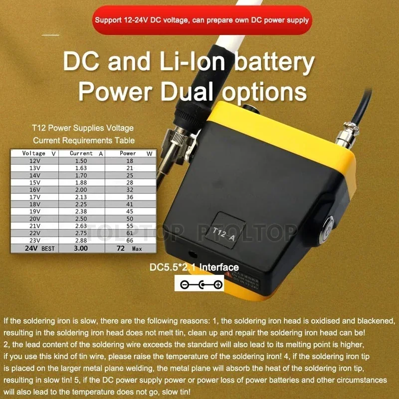 T12-A Cordless Soldering Station Solder Iron for Dewalt/Makita/Milwaukee/Devon/Worx Li-ion Battery 18/20V Max for DIY Repair