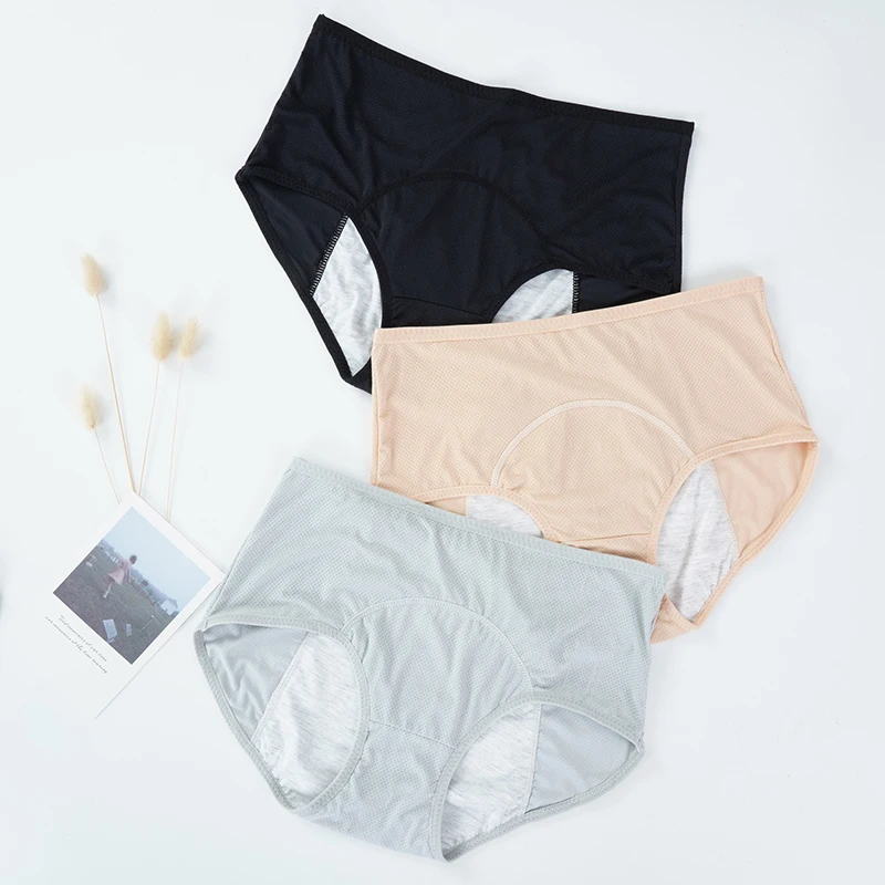 3pcs/Set Leak Proof Menstrual Panties Women Period Underwear Sexy Pants Physiological Underwear Plus Size Waterproof Briefs