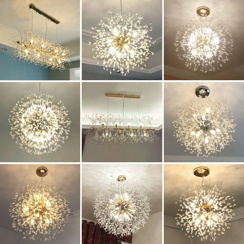 Imagem -06 - Modern Dandelion Led Chandelier For Living Room Ouro e Prata Lâmpada Pingente Decoração para Casa Quarto Arte Lâmpadas de Cristal