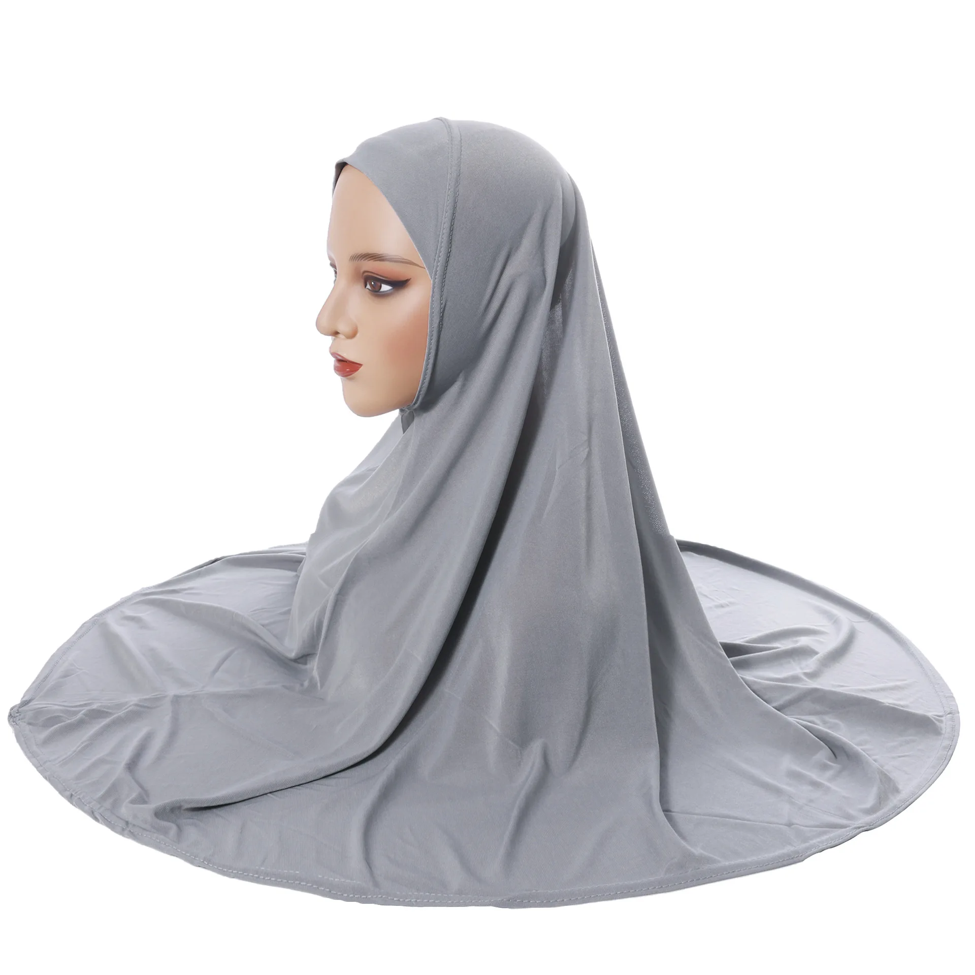 Wear Directly Instant Hijab Muslim Prayer Scarf Turban Women Islamic One Piece Amira Hijab Solid Color Headscarf Wrap Turbante