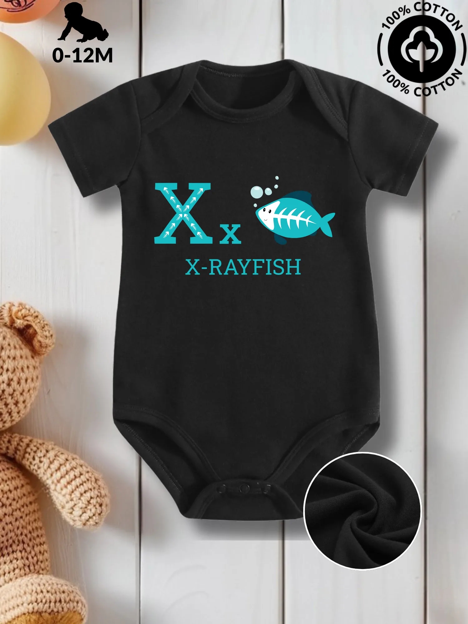 

Детский комбинезон X For X-Rayfish унисекс, из чистого хлопка, для ухода за кожей, всесезонный, черный, 190 г/м²