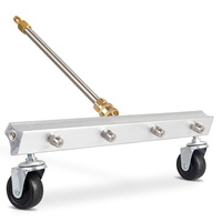 High Pressure Washer Brush 4 Nozzle Ground Cleaner Roller Wheels Floor Surface Washing Tool Quick Connect 1/4 Inch Hose