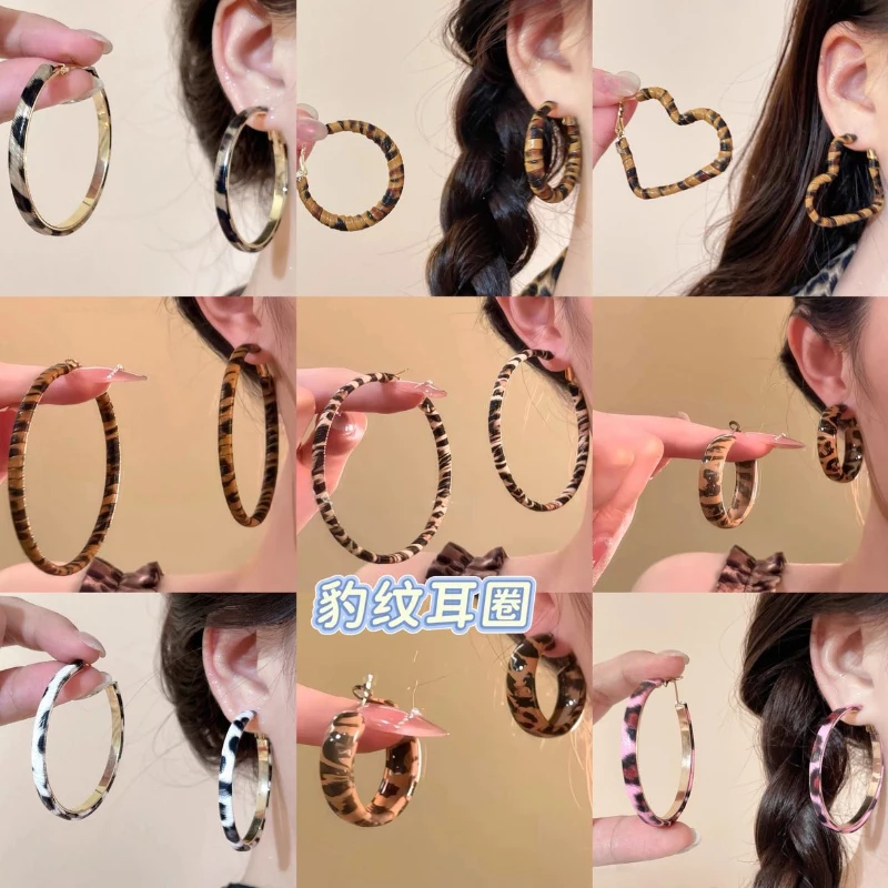 Explosive Leather Retro Silver Needle Style Geometric Earrings Fashionable Niche Autumn And Winter Fashionable Spicy Girl Style