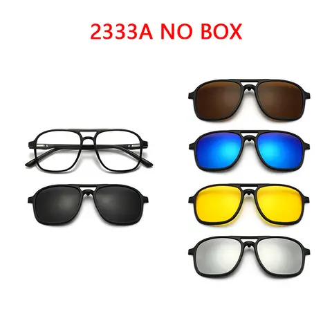 Magnetic Sunglasses Clip And Optical Glasses Frame 6 in 1 Women Men Polarized or Night Vision Multipurpose Eyeglasses  Set 2333