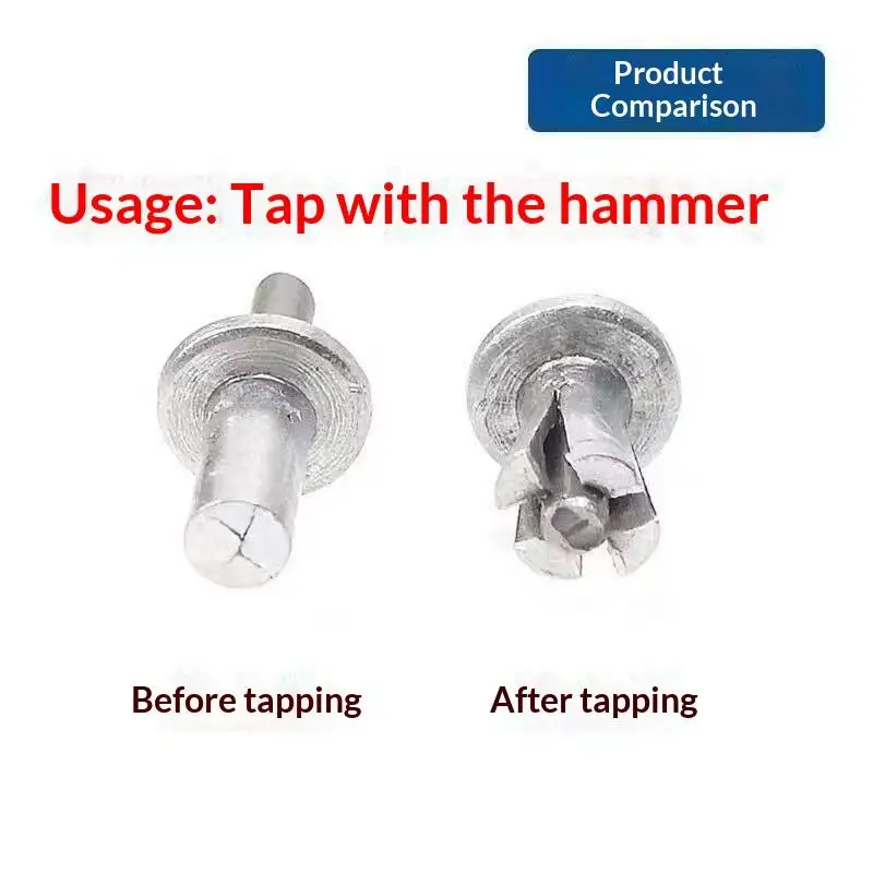 {YY30} 50 Pcs Aluminum Expansion Rivets Round Head Hammer Drive Piercing Rivets With Stainless Steel Rod For Fastening