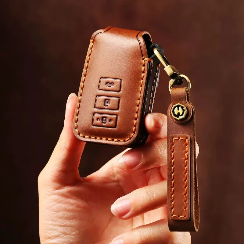 Precise Fit Anti Drop Key Case Protector Car Accessories For Toyota Vios/Yaris Ativ/Hiace/Spade Genuine Leather Key Fob Cover