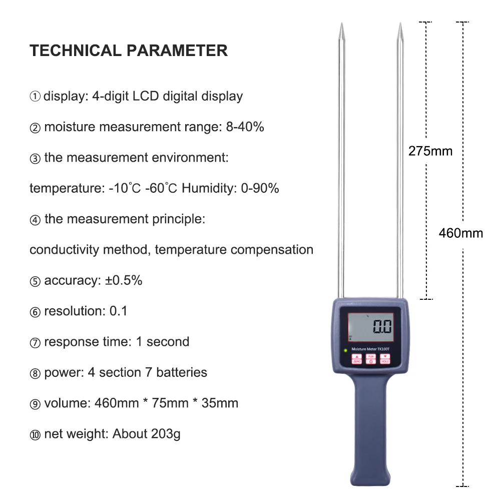 Yieryi 100% New Brand TK100T Portable Digital Moisture Meter Tobacco Moisture Meter Tester