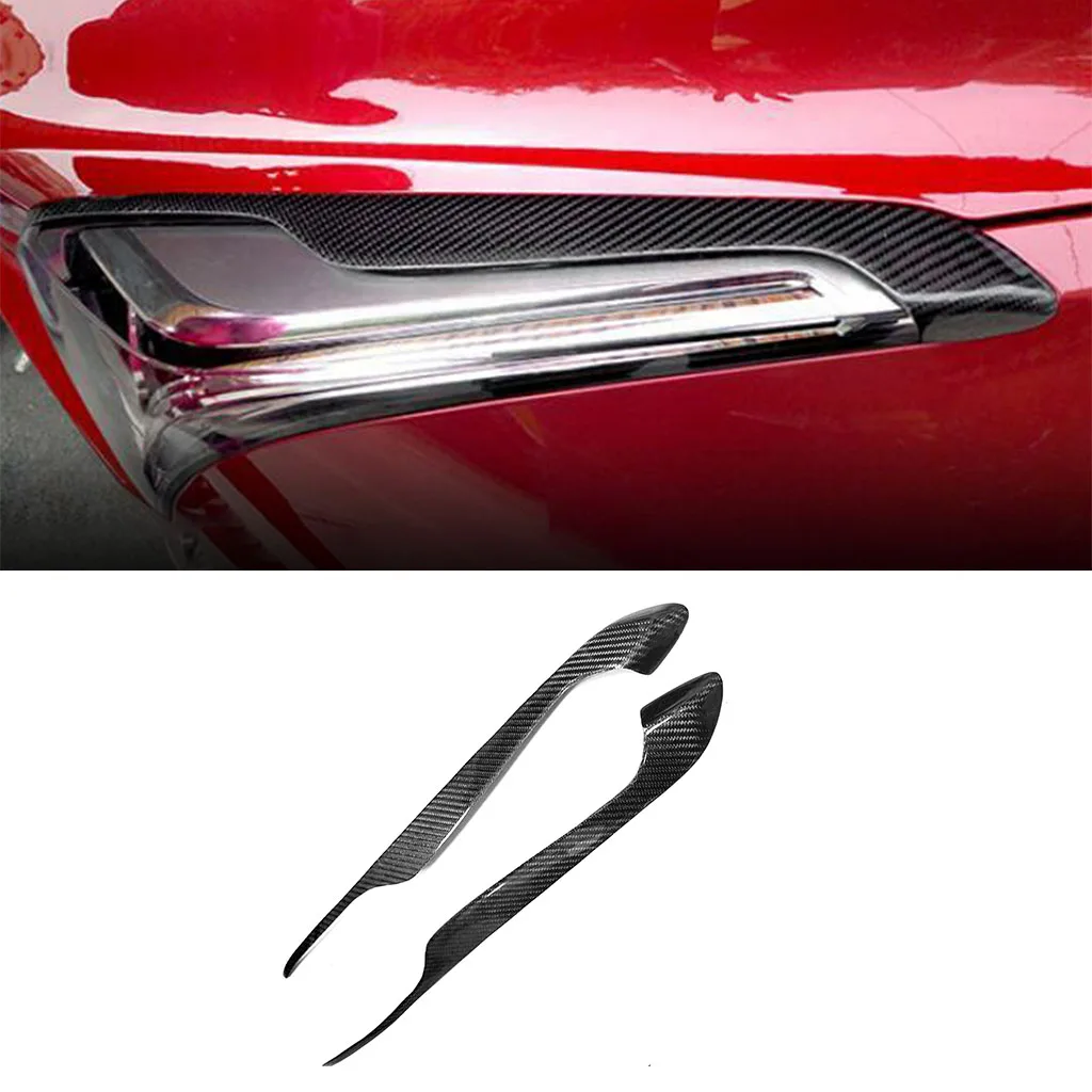 

2Pcs Real Carbon Fiber Car Headlights Eyebrow Eyelids Trim Cover For Cadillac ATS 2013-2019 Car Stickers Eyelids Trim Cover