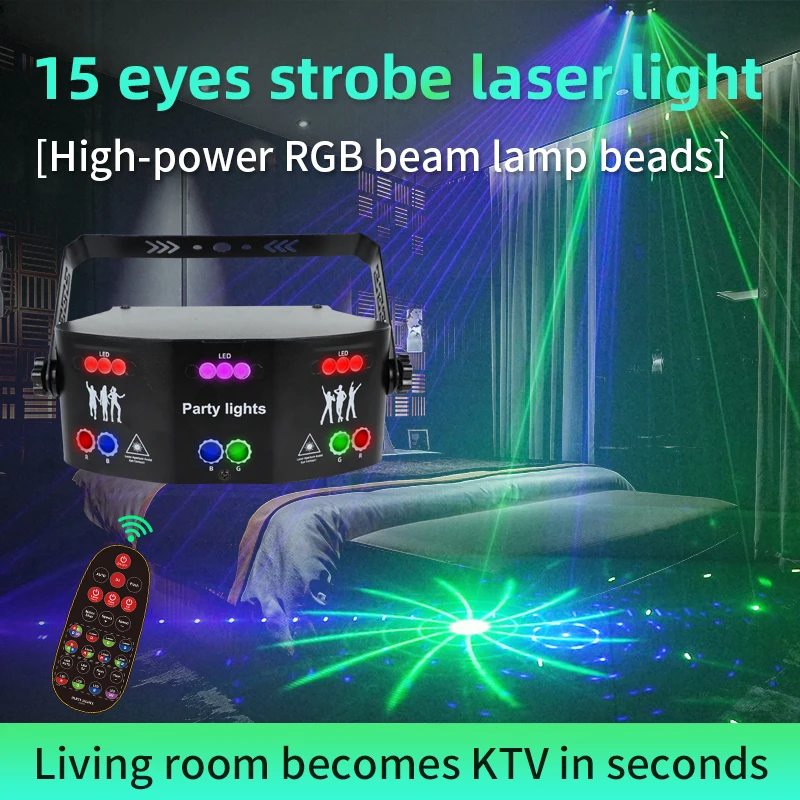 YSH 15 eyes strobe dj lights sound control color  dmx dj stage lights equipment RGBWP beam lighting for party nightclub