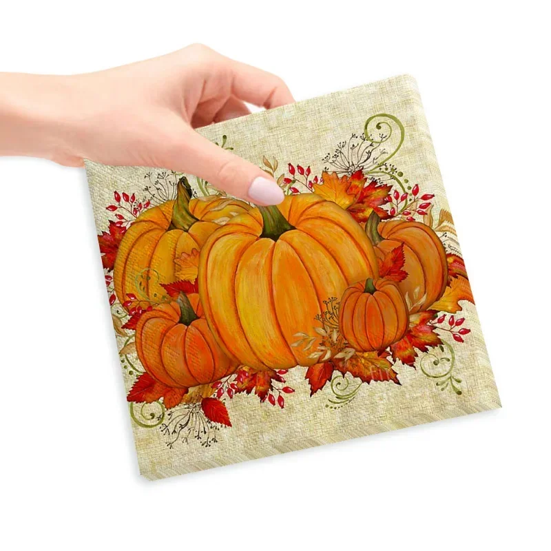 Fragrance Free Tissue Paper Festive Halloween Party Pumpkin Colourful Food Grade Printed Tissue Paper 33 Napkins 10/20pcs