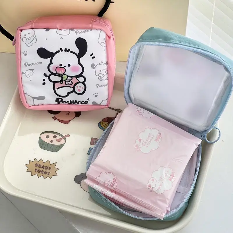 New Kawali Sanrio Kuromi Pochacco Pompompurin Disney Winnie Storage Bag Small Square Bag Lipstick Bag Girl Sanitary Napkin Bag